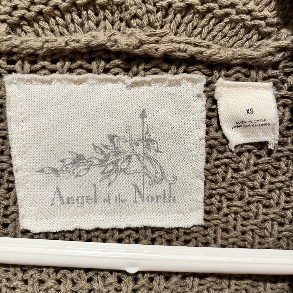 Angel Of The North Mossy Green Loose Knit Cotton Blend Cardigan - size XS - Picture 11 of 12